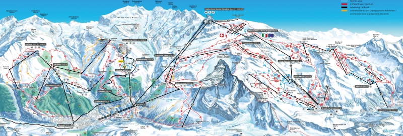 Pistekaart Zermatt 2025-2026
