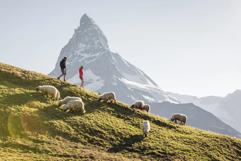 Skiers in het gondelstation van Zermatt