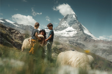 Geiten met uitzicht op de Matterhorn bij Zermatt